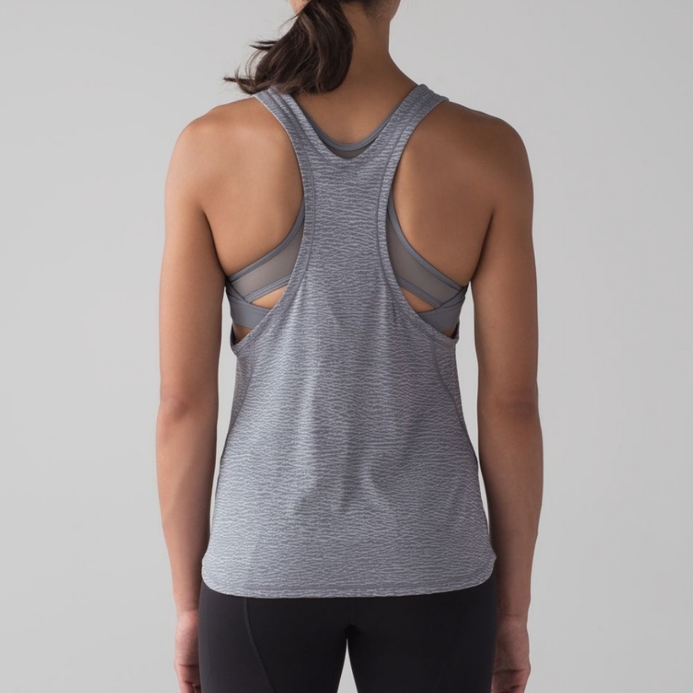 Lululemon Glide and Stride TankSheer Luon Pebble Jacquard V2 Arctic Grey Ice